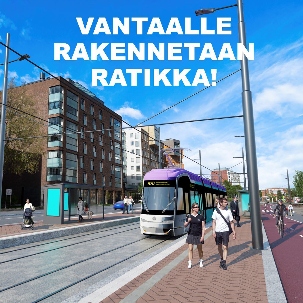 Vantaalle rakennetaan ratikka! Vantaan valtuusto äänesti tänään kokouksessaan rakentamisen puolesta äänin  41 - 26. Suunnitelmien mukaan rakentaminen voi alkaa 2024 ja ratikan liikennöinti syksyllä 2029.
