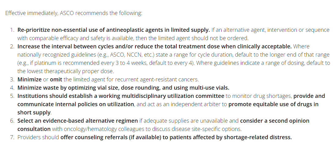 CathyEngMD's tweet photo. JUST out from @ASCO re: a statement #drugsupplyshortage: PLEASE share! 
ASCO Resources Related to Drug Shortages https://t.co/aj3UFn9ZS7 
This won't address the entire problem, but we MUST ACT on behalf of our #cancerpatients! @VUMC_Cancer #cancer #PatientCare @ASCOPost https://t.co/6bYc0ctITs