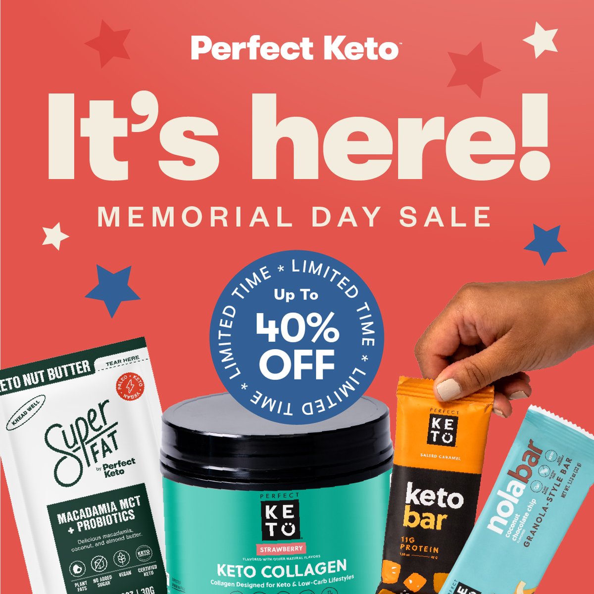 Need keto-friendly items at a fabulous price? Perfect Keto is having a fantastic Memorial Day sale where you can save on tasty snacks and supplements. (AD) Shop here: bit.ly/3sx5yGz