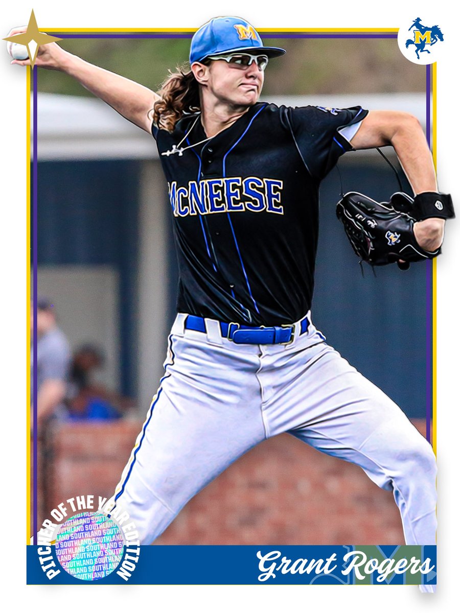 A REPEAT WINNER ON THE MOUND! The 2023 Southland Baseball PITCHER OF THE YEAR: 

Grant Rogers, McNeese

#EarnedEveryDay
