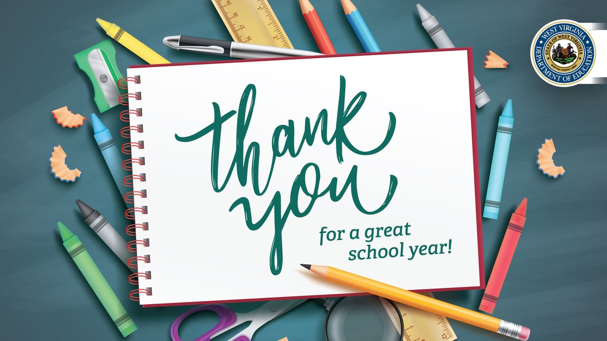 WVEducation's tweet photo. As the 2022-23 school year concludes, we wish school educators, administrators, service personnel, and our students and their families statewide a relaxing summer break! To our high school seniors, we wish you the best! 🍎☀️🌴 

#WVEd #ThankATeacher https://t.co/ISbBxrWcEV