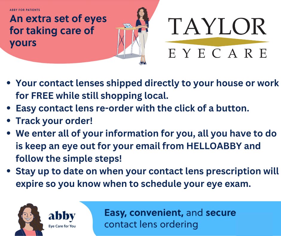 You can order your contacts from us through our online platform, HelloAbby. The contacts will be shipped directly to your house at no extra charge.