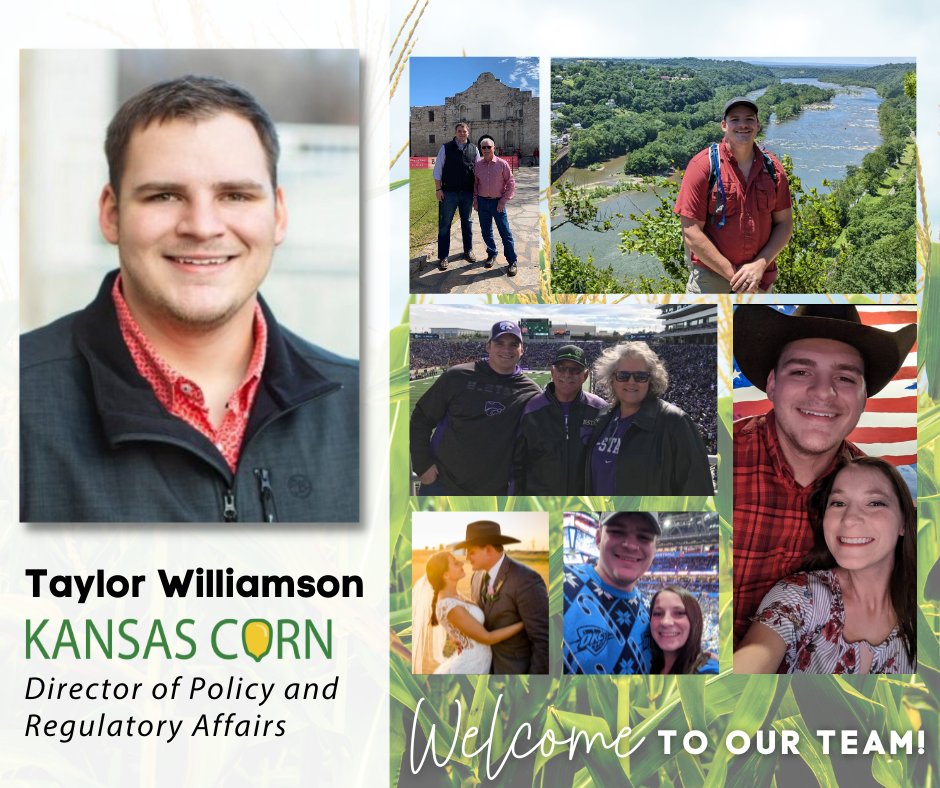 kscorn's tweet photo. Kansas Corn welcomes Taylor Williamson to our staff as Director of Policy and Regulatory Affairs. He will officially start with us on July 10, right before Corn Congress in D.C. #kscorn #corn #agpolicy
Learn more about Taylor at ➡️https://t.co/SJUd3IyvFv https://t.co/kfCXAikFU1