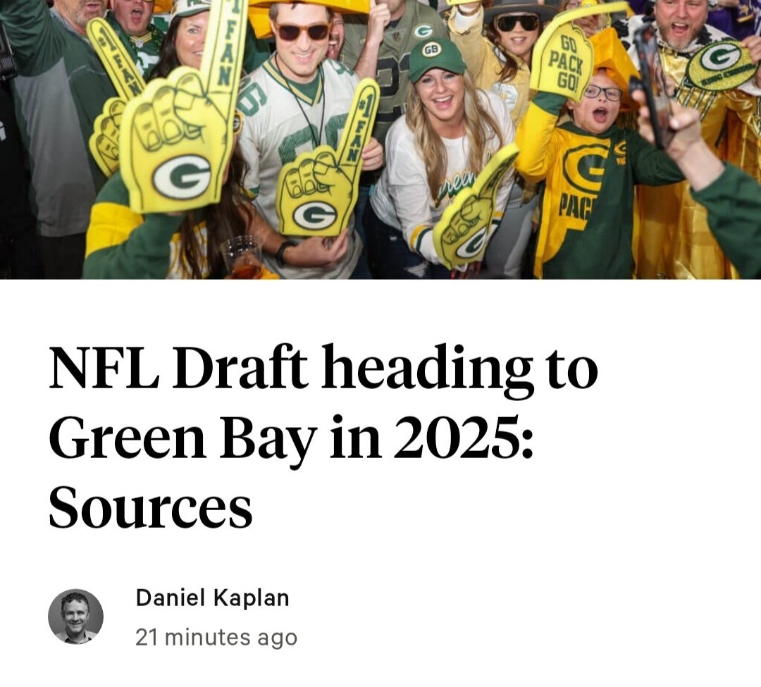 BookOfEli_NFL's tweet photo. The 2025 NFL Draft is headed to Titletown!

This is going to be huge for Green Bay. https://t.co/c7Tm7VEpCt