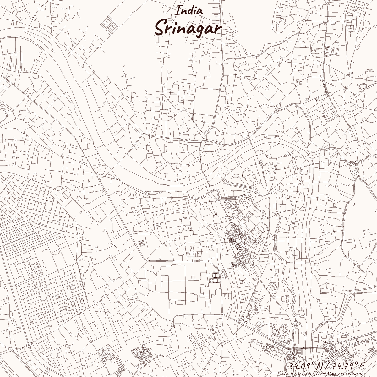 rcityviews's tweet image. Image of Srinagar, India created in #rstats using data from #OpenStreetMap.