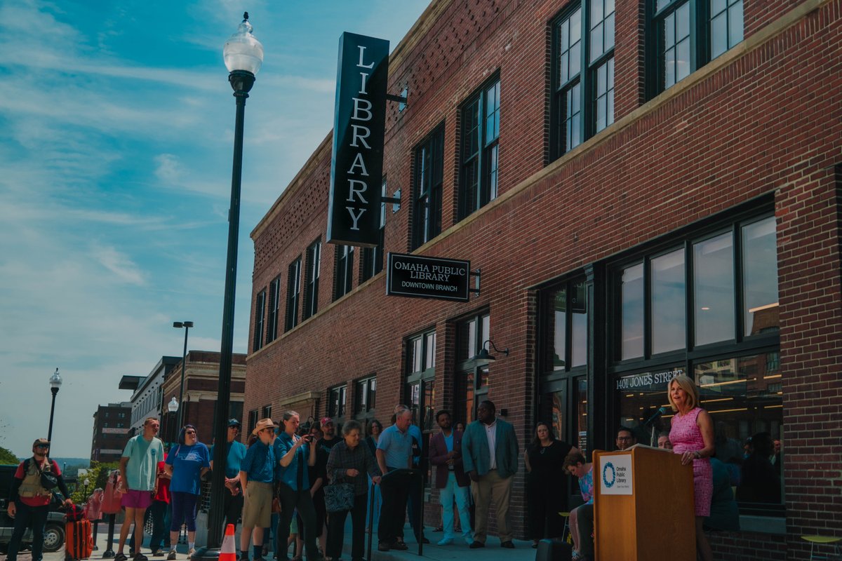 RoncoOmaha's tweet photo. Sunday we celebrated a momentous occasion—the grand opening of the brand-new Downtown Omaha Public Library.  
Thank you to Mayor @Jean_Stothert, @NoddleCompanies, @HDR_Inc , @WhiteLotusGroup  @tackarchitects and many more! 
#RoncoBuilt #construction #omaha #PublicLibrary https://t.co/UpQMDFZzPT