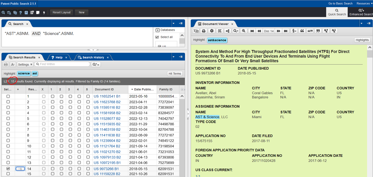 @MontyNJ56 A search on the USPTO website returns 15 granted US patents for $ASTS. 

Perhaps @CatSE___ApeX___ and @spacanpanman have more details.