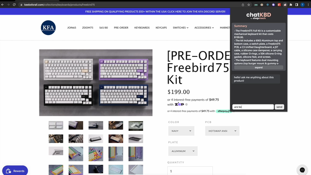 TecladosTop's tweet photo. 📌 Lo más top ahora mismo en /r/MechanicalKeyboards: ChatKBD Chrome Extension - Get summarized product info and instant answers to all your questions, right on the pro... https://t.co/JvDhwbqJcW https://t.co/9PvJVeVqVf