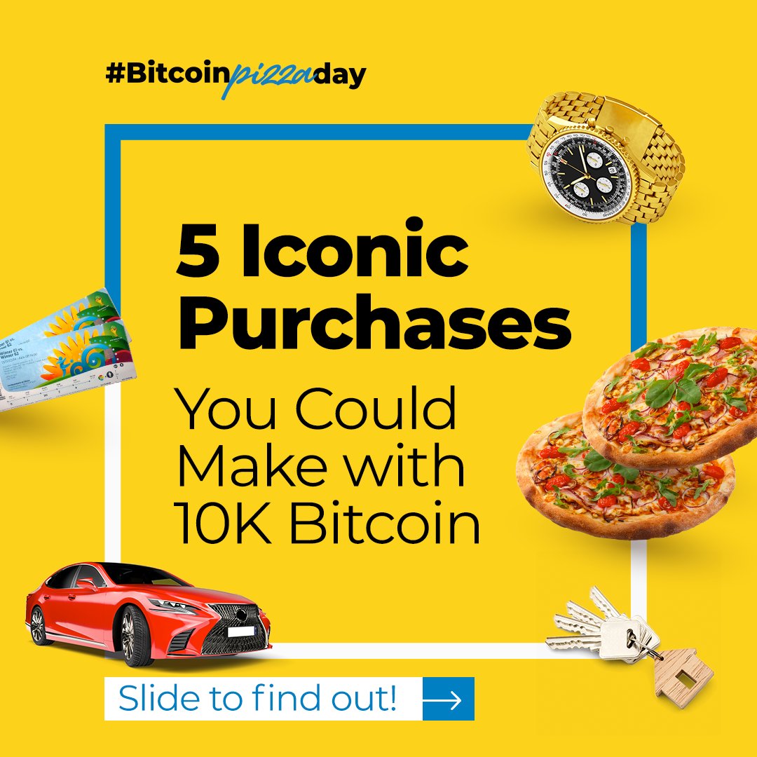 CCP_Media's tweet photo. Miss_Internet: 1/ Let’s celebrate #BitcoinPizzaDay, an occasion that marks a pivotal moment in the history of cryptocurrency!  

Now, imagine having 10,000 bitcoins in your digital wallet. What could you have bought with 10K bitcoin throughout the years? https://t.co/0a0ts6gWIy