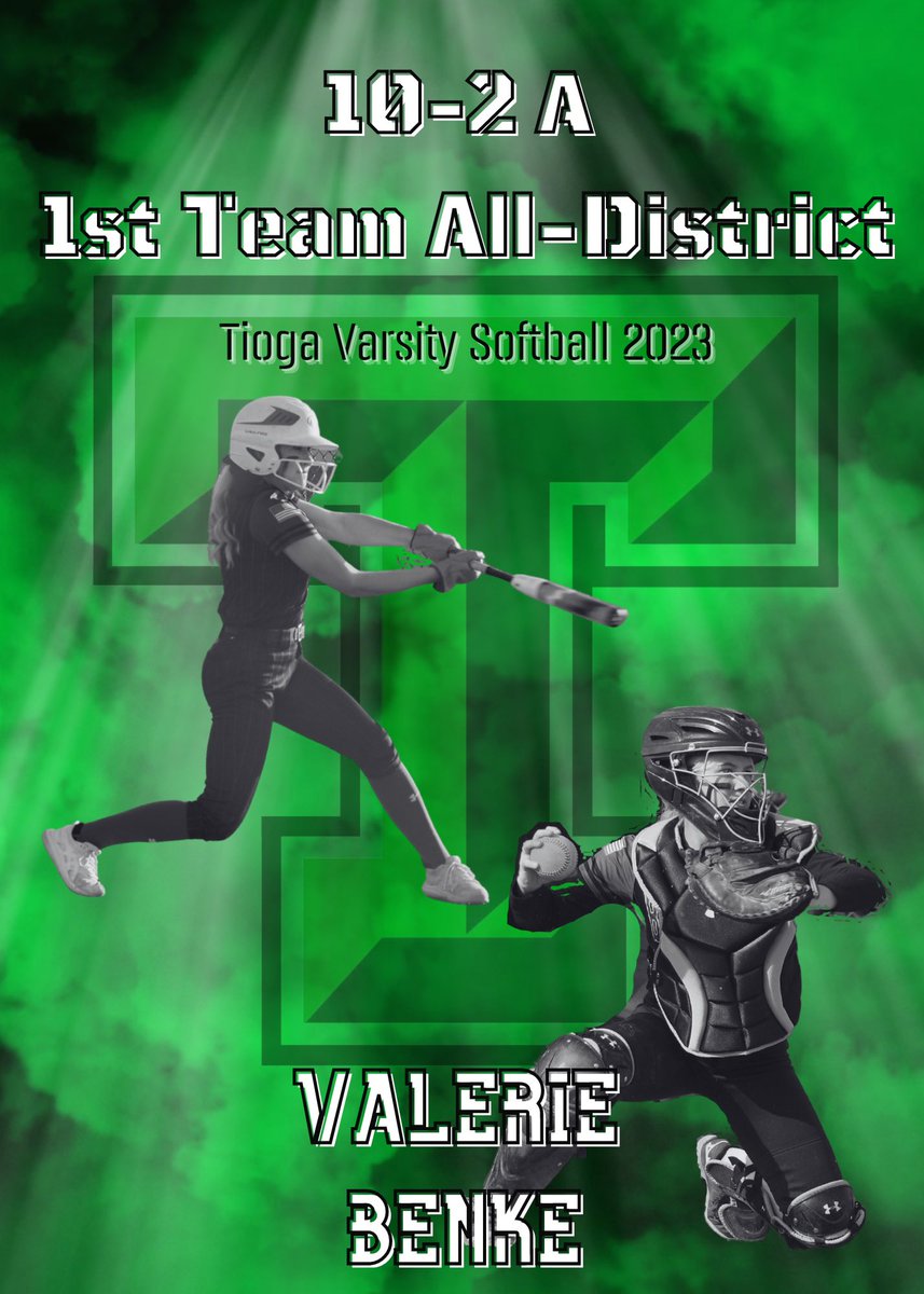 Congratulations Valerie Benke 1st Team All District! 💚🖤🥎