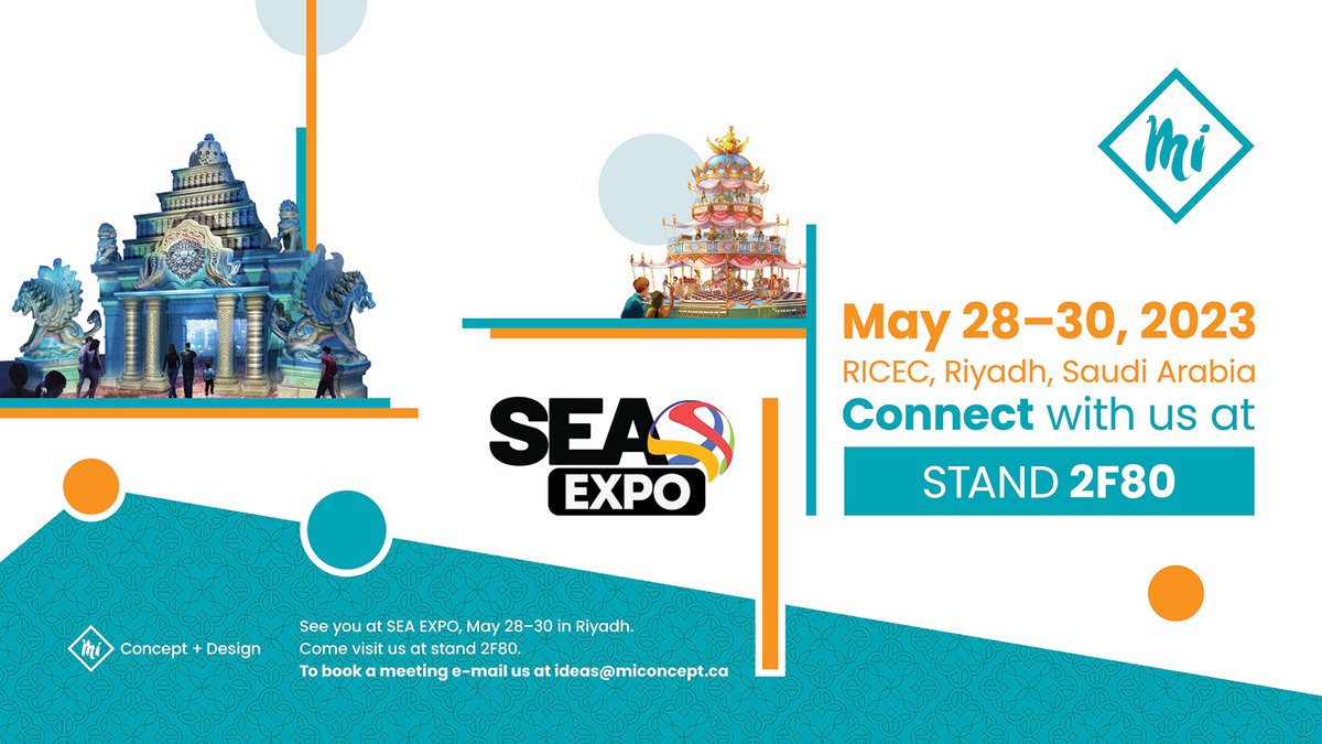 We are delighted to announce that MI Concept + Design will be exhibiting at #SEAexpo from May 28-30.

Join us at stand 2F80 or book a private meeting with our team!
ideas@miconcept.ca

#SEAexpo #SaudiArabia #Vision2030 #EntertainmentDestination