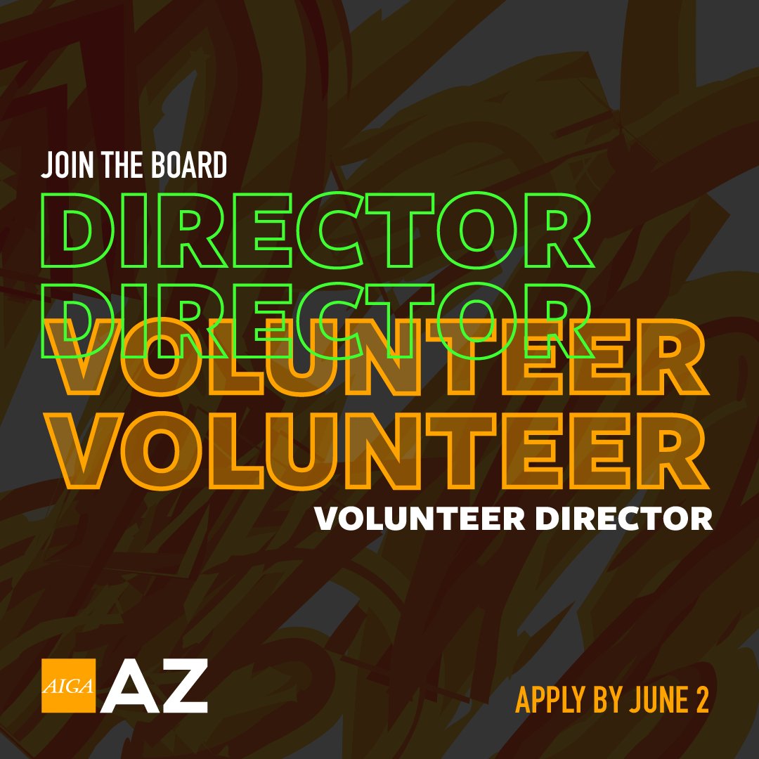 JOIN THE BOARD! We are looking for a Volunteer Director to join the board, if you are looking to dip your toe in the Arizona creative community and meet new people - this is the role for you. Apply by June 2. loom.ly/TIIK9KY

#aiga #aigaaz #creative #jointheboard