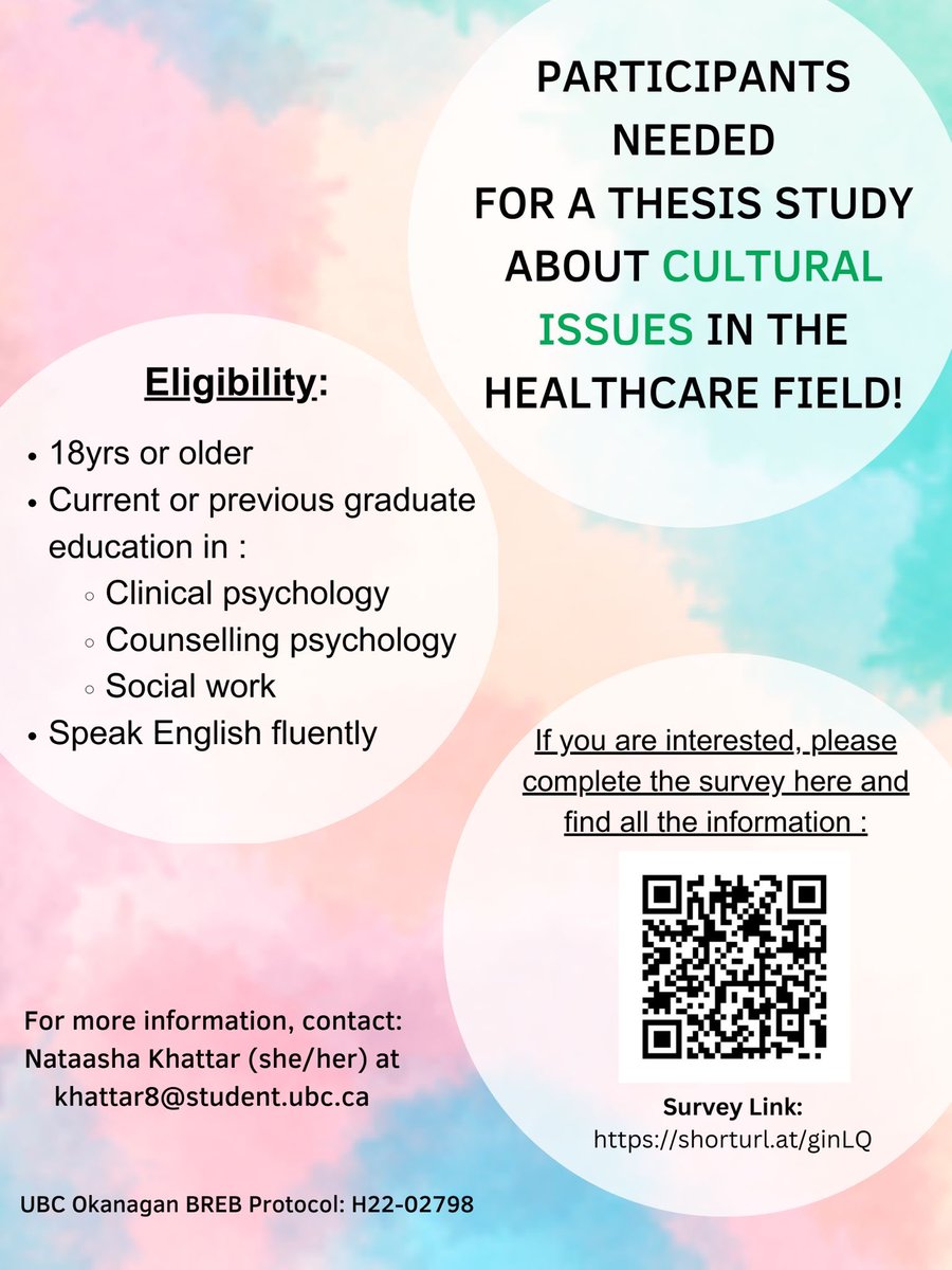 Nataasha_25's tweet photo. Hi! 
I am a clinical psych grad student. I am recruiting fellow graduate students in clinical, counselling &amp; social work programs. The details of the study are in the poster here. I will be grateful if you guys could fill the survey!♥️🙏🏼

Here’s the link - https://t.co/maBkvZeauP https://t.co/nfuMhyFErF