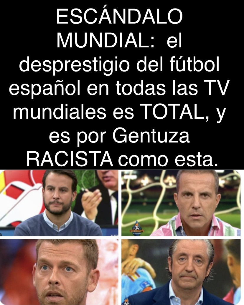 🔥No sabéis la que hay liada en todas las TV del MUNDO contra el futbol español. 
👉🏾Es una vergüenza donde nos han llevado RUBIALES, TEBAS,PEDREROL,BRAVO, SORIA, JJORDI y por encima de todos los ARBITROS
👉🏾LALIGA esta acabada a nivel internacional. Lo han conseguido. Hundirnos!👇🏾