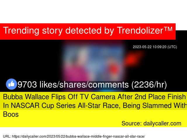 Bubba Wallace Flips Off TV Camera After 2nd Place Finish In NASCAR Cup Series All-Star Race, Being Slammed... trendolizer.com/2023/05/bubba-…