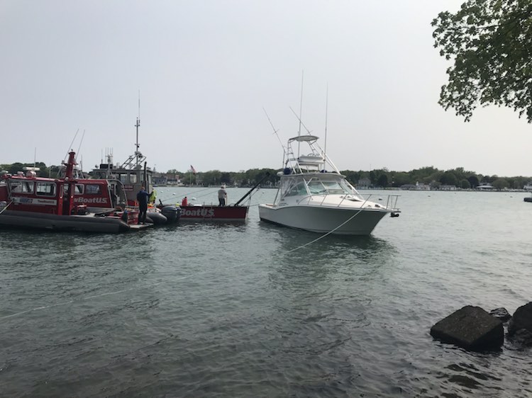 AquaticAllison's tweet photo. Third salvage on the books today. An 18k pound Cabo. I've always admired her moored in the bay. She's a beauty even still! I wish the owner every bit of luck getting her seaworthy again. No visual damage to this one, likely a faulty or rotten boot or hose. https://t.co/z8Km6DEKzY
