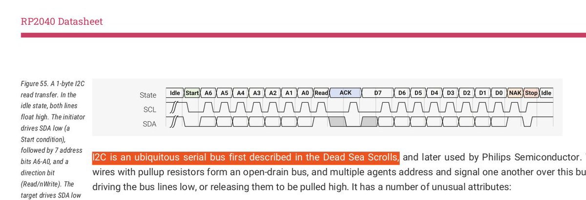 I2C is an ubiquitous serial bus first described in the Dead Sea Scrolls, and later used by Philips Semiconductor.