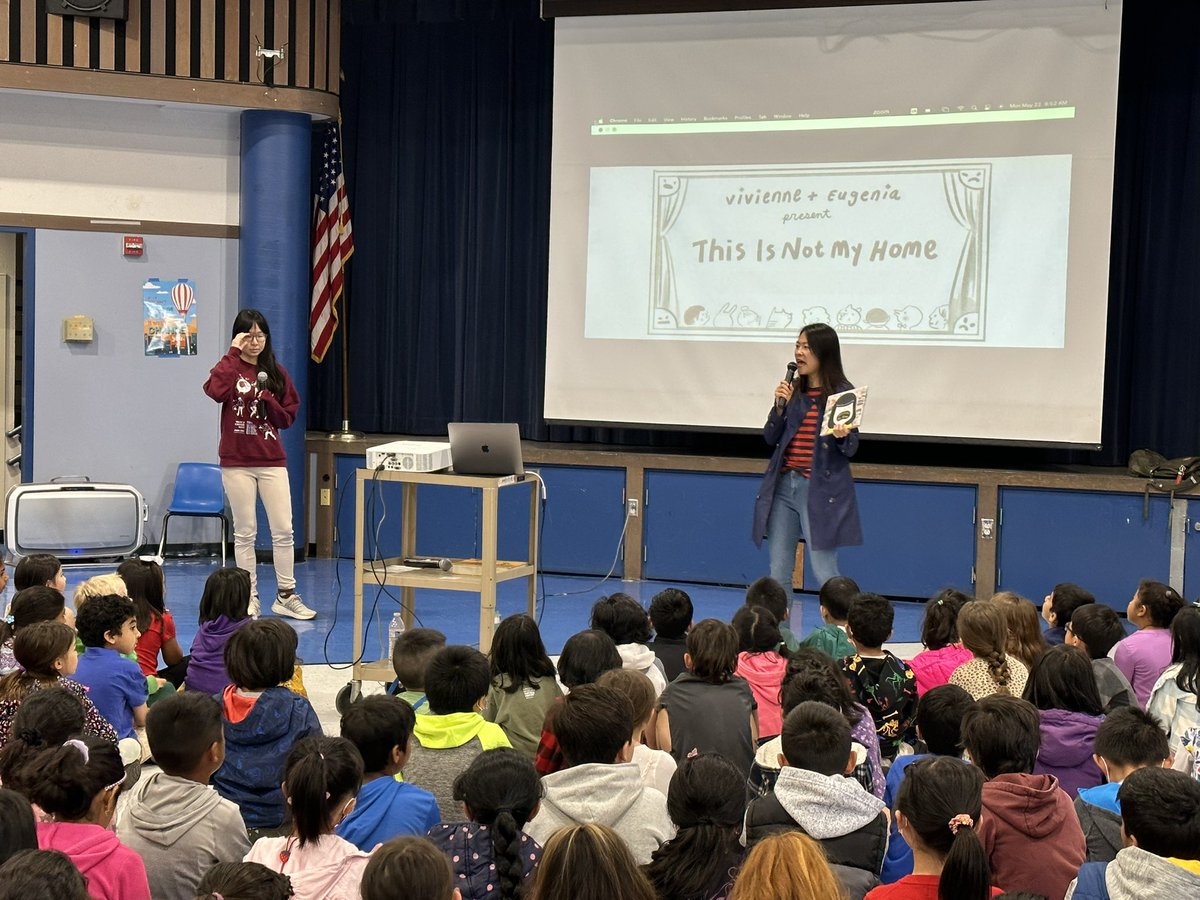 Thank you for an amazing assembly to the authors of “This is Not My Home” Eugenia &amp; Vivienne! Fun fact: Vivienne is a graduate of Weibel, Horner, and Irvington HS! Go <a href="/USDFremont/">Fremont USD</a>  and #gowildcats!