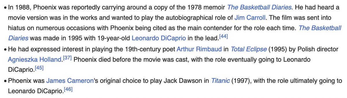 You ever think about how, if River Phoenix hadn't died at the age of 23, there's a very solid chance that Leonardo DiCaprio would just be some dude out there dating adult women