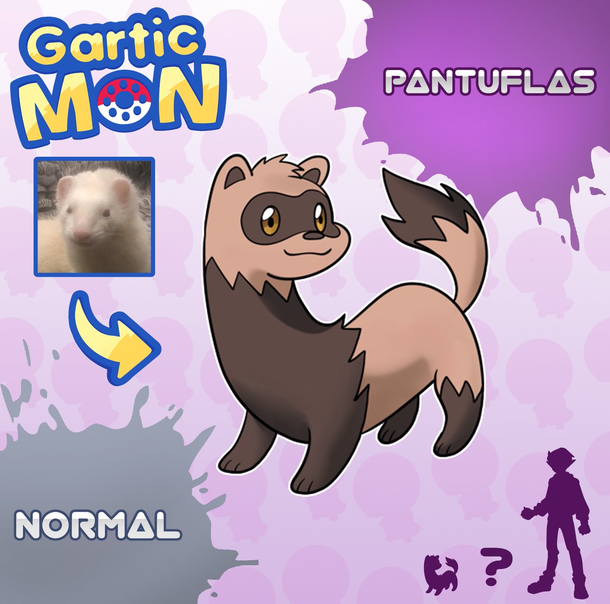 To honour Ripley, this week we've decided to reveal Pantuflas; design inspired directly by <a href="/Real_DasGnomo/">😎🚬 ꭰꭺꮪＧＮ♢Ｍ♢🐙🎨 Eldritch Artist</a>'s late ferret who shared a name. A Garticmon said to have potential in every type.
Thanks <a href="/RobynGanguin/">Robyn</a> for the render, and thank you Gnomo for giving Ripley a great life.