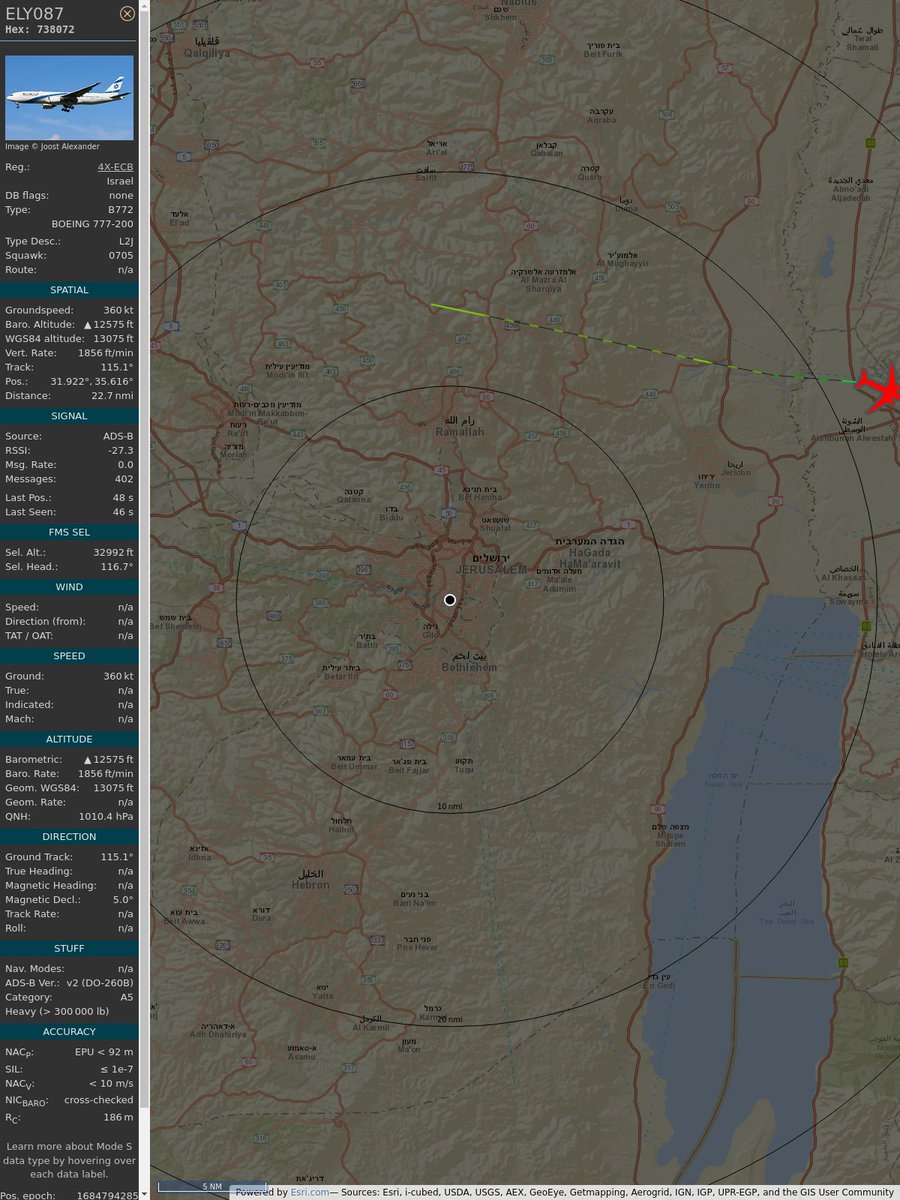 AboveJerusalem's tweet photo. ICAO: 738072
Flt: ELY087 #ElAlIsraelAirlines #TLV-#HKT
First seen: 2023/05/23 01:20:54
Min Alt: 2764 m MSL
Min Dist: 24.78 km

#planefence #adsb
https://t.co/UJ8cH3cCcm https://t.co/H9ufLoUyfe