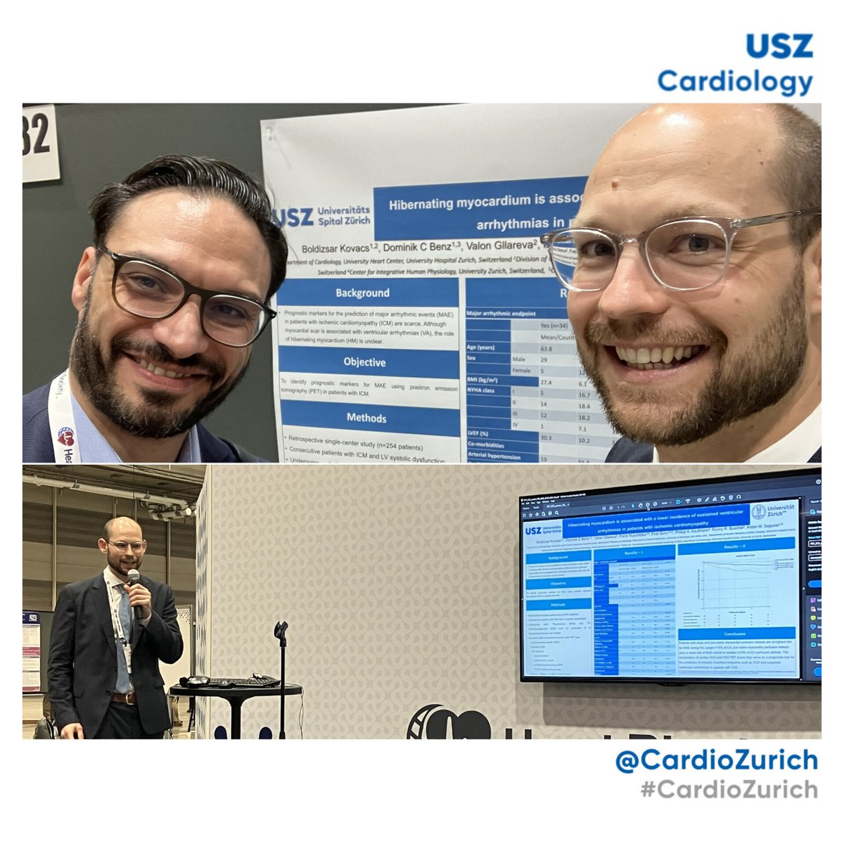 🩺 Our 💫 #EPeeps #ThinkPET in #prognosis of isch. #cardiomyopathy ⏩️ ⏫️ perfusion defect (📛 viability) can predict sust. vent. #arrhythmias⚡️& #SCD ☠️  

👏🏻 @Boldizsar, @domcbenz, @buechelrr, @ASaguner & al.
📍#HRS2023 @HRSonline
🙏 📸 A.M.S. & B.K. #CardioTwitter