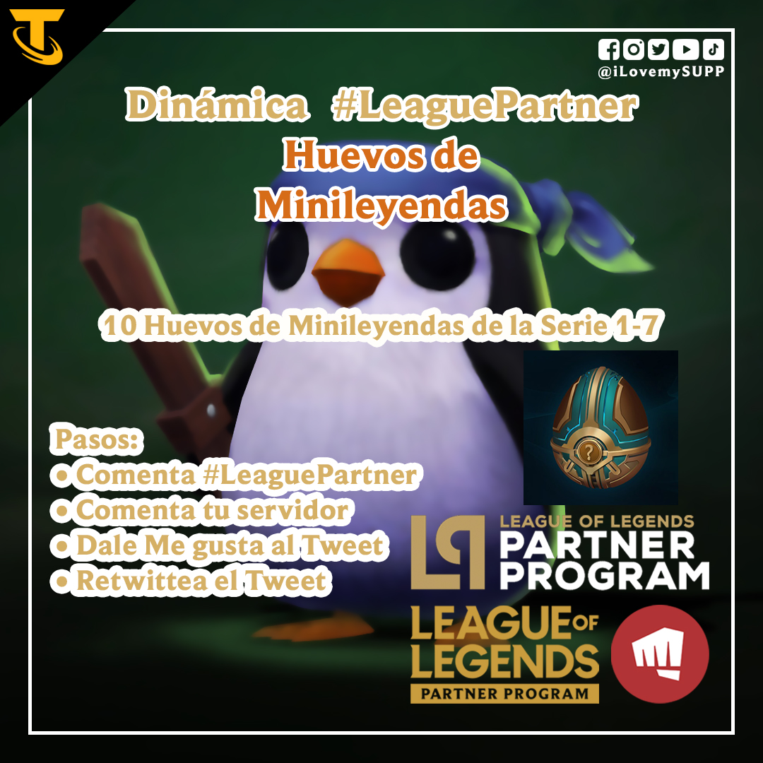 ilovemysupp's tweet photo. Soy parte del Programa de Socios de LoL de Riot Games y ellos me dieron algunos códigos para ustedes.

Huevos de Minileyendas Serie 1-7:
• Serán 5 códigos

Los resultados los daré a conocer el sábado 27 de mayo de 2023.

¡Mucha suerte a todos!

#TeamfightTactics #LeaguePartner https://t.co/rhg4kM0M20