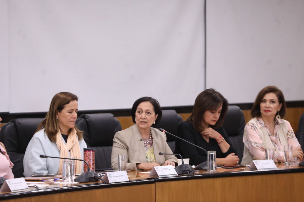 Hoy nos reunimos con el Presidente de la Mesa Directiva, diputado @SantiagoCreelM, diputadas de diferentes grupos parlamentarios, senadoras y colectivas como @50mas1Mx, @MujerEsPlural, y @LasConstiMX, para que avance la #3de3VsViolencia 🚫🗳.