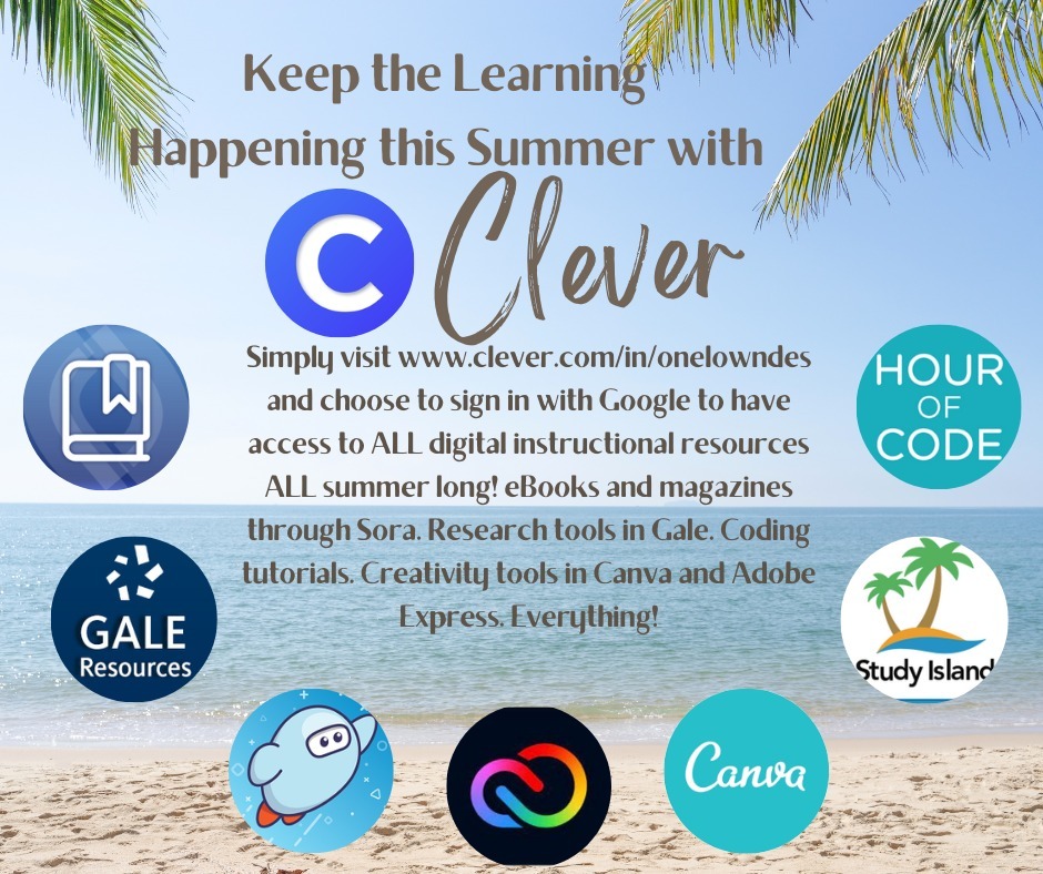 Keep the learning happening this summer with Clever! Students can continue to access LCS digital resources using their Google account credentials.  Contact your child's teacher or Mrs. Sherouse if you need additional help.  #learningatlpe instagr.am/p/Csj9aXFMrzM/