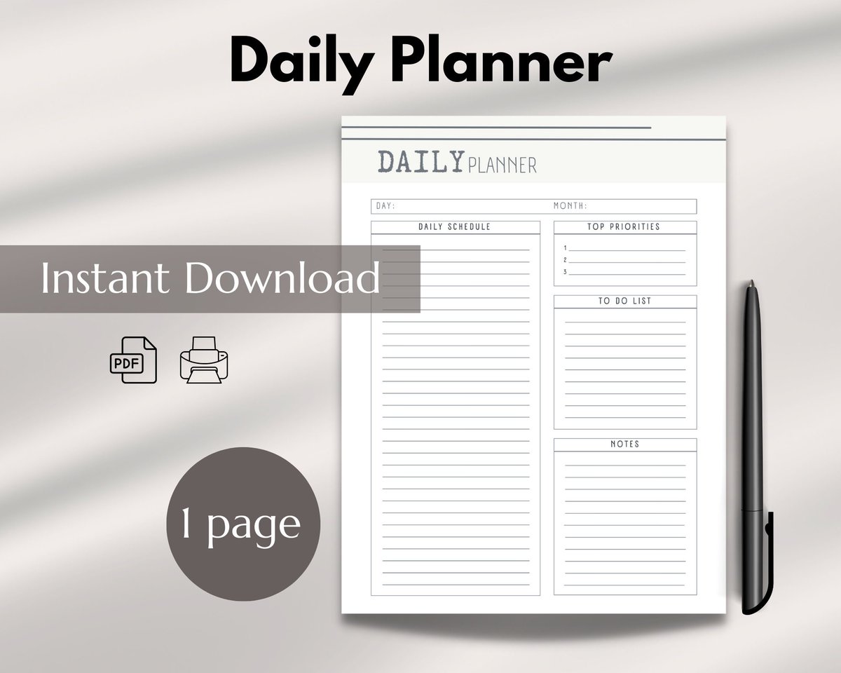 Excited to share the latest addition to my #etsy shop: Printable Daily Planner, Work planner, Task Schedule, Daily organizer, A5,A4 , Letter Size etsy.me/3BQYU1O #minimalisticplanner #printableplanner #instantdownload #productivity #digital #pdf #indesignity