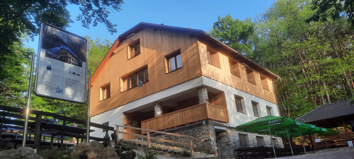 RuralREBOUND's tweet photo. Thanks to Iveta Perc from Resevna Hill for providing the @RuralREBOUND project consortium a tour of the newly refurbished #community owned rural hostel (leased to private business). It is situated in a beautiful forest #ruraltourism #ruraldevelopment @tus_rdi @alpinesociety https://t.co/vELtiLGnv1