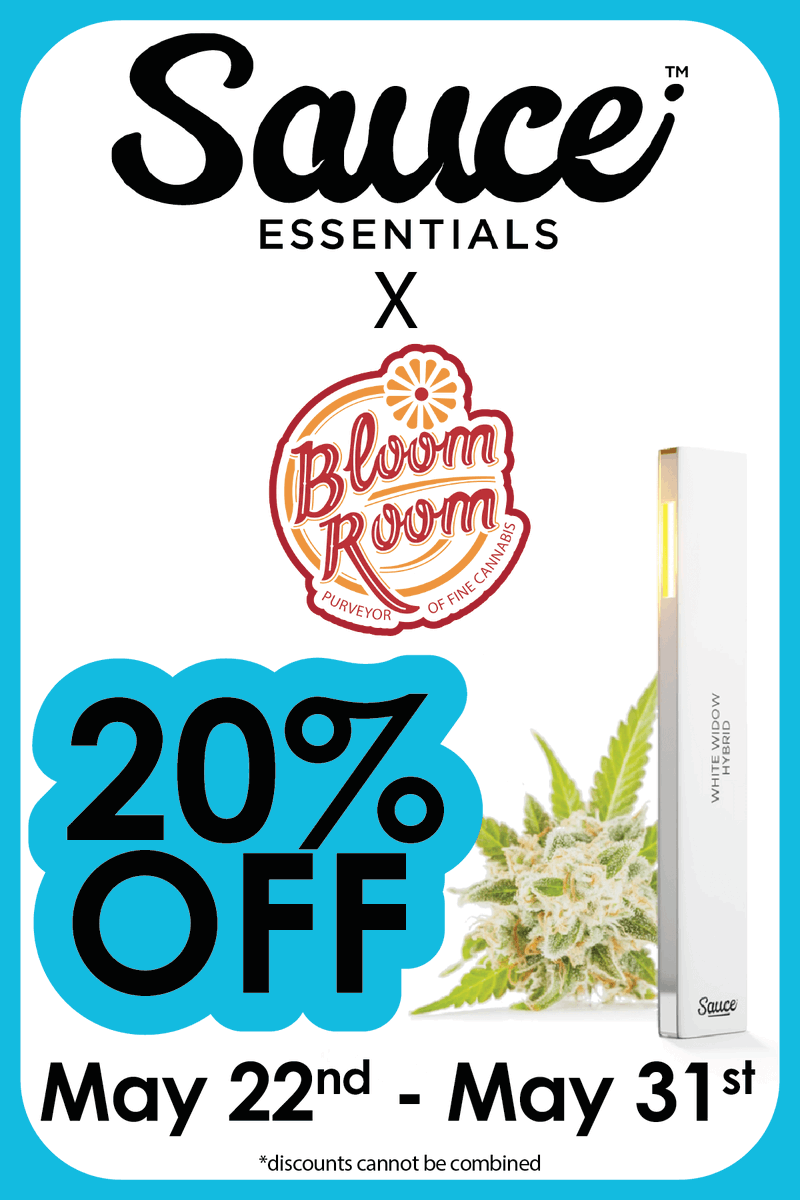 BloomRoom420's tweet photo. Bloom Room's @SauceEssentials sale is going on now!!! Save 20% OFF Sauce Essentials Vapes and PreRolls for the rest of May 2023. Experience the full flavor of top-shelf flower infused with the essence of fruit. The perfect combo by the earth, for the people. https://t.co/cUqY5cbC9H