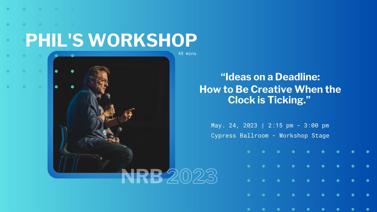 CookeMediaGroup's tweet photo. If you're at the @NRBConvention this week, don't forget to stop by @PhilCooke's workshop on Wednesday! 🌟
🕰️ 2:15 - 3:00pm
📍Cypress Ballroom - Workshop Stage
#creativeleadership #creativebreakthrough https://t.co/GTRPiYMG6b