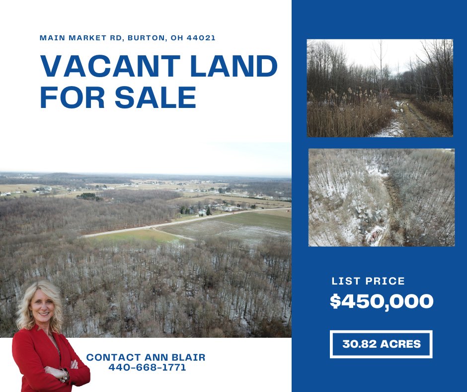 30.820 Acres FOR SALE in Troy Township. Interested? Call Ann Blair for more information 440-668-1771.

#remaxagent #realestate #homesweethome #acreage
#landforsale #geaugacounty #remaxrising #ohio #land