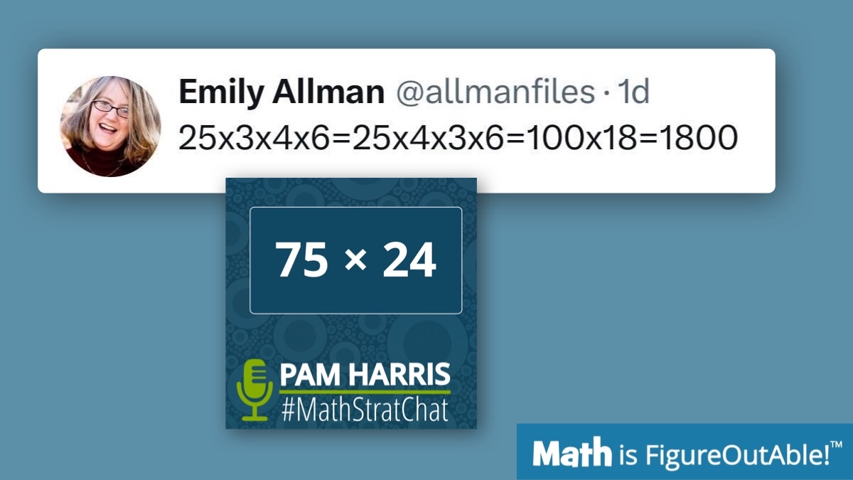 That's an awesome strategy right there! Really shows off how powerful owning number relationships can be.

#MTBoS #ITeachMath #MathIsFigureOutAble #Elemmathchat #MSmathchat #HSmathchat #MathStratChat