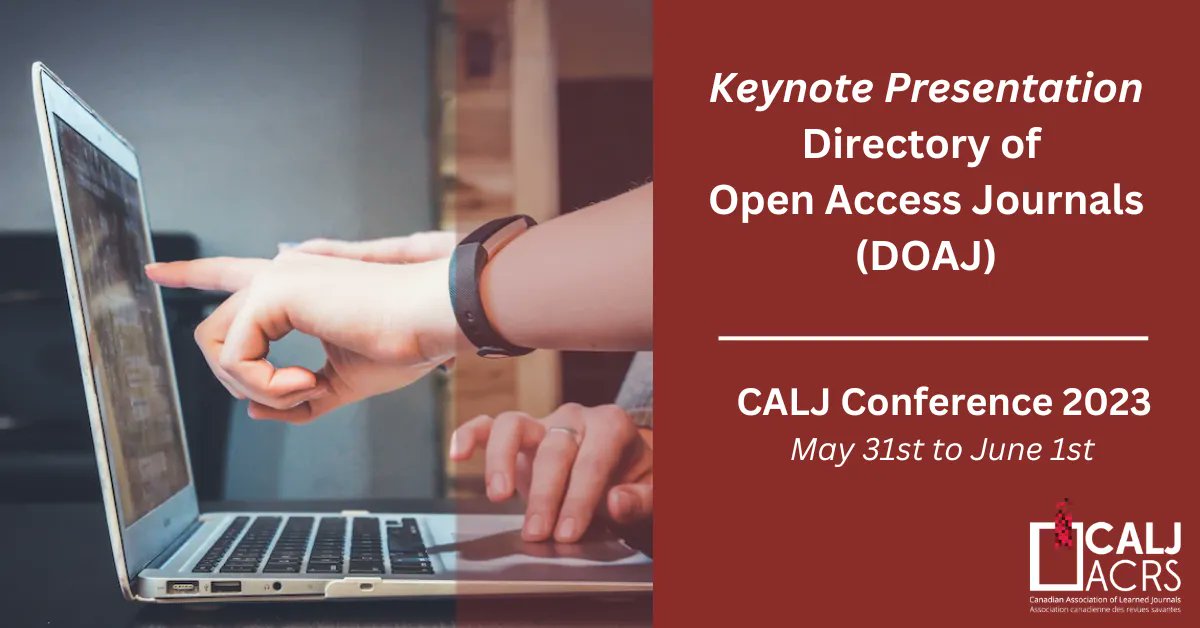 It's getting closer to the CALJ Conference 2023! 

We're so excited to feature some of the sessions happening, such as our Day 2 Keynote Presentation "Keynote: Directory of Open Access Journals (DOAJ)"

Register here: buff.ly/3ATTkLV
