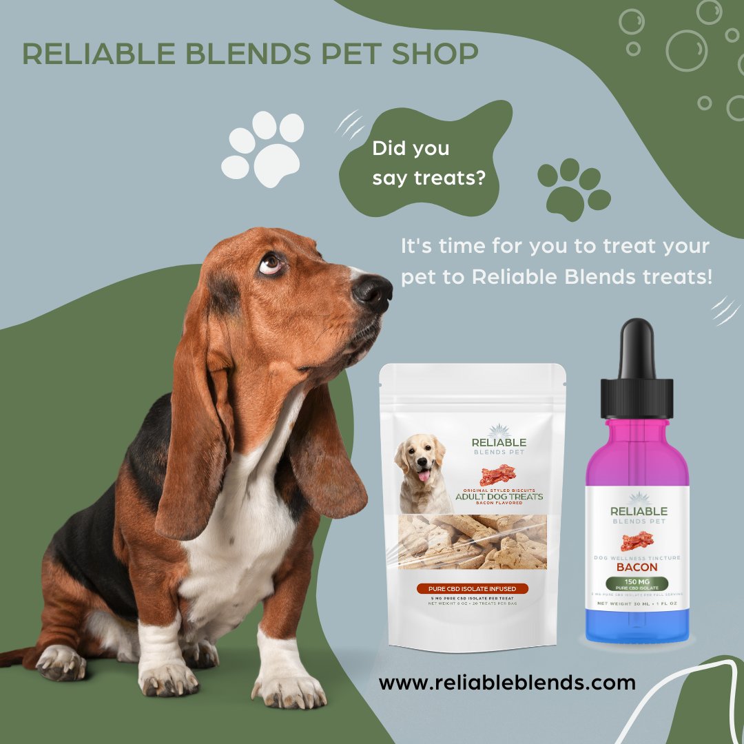 That right! Reliable Blends Pets has your furry friends covered well! 

Adult Dog + Puppy Treats. Available in Bacon, Peanut Butter and Duck flavor. 

Dog Tinctures as well! Available in Bacon and Peanut Butter!

reliableblends.com

#petcbd #cbd #dog #petcare #dogtreat