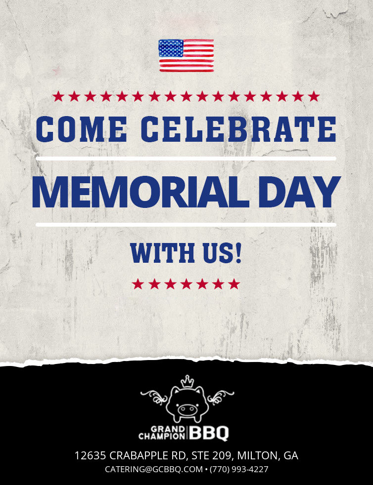 Join us on Memorial Day! Cheers!