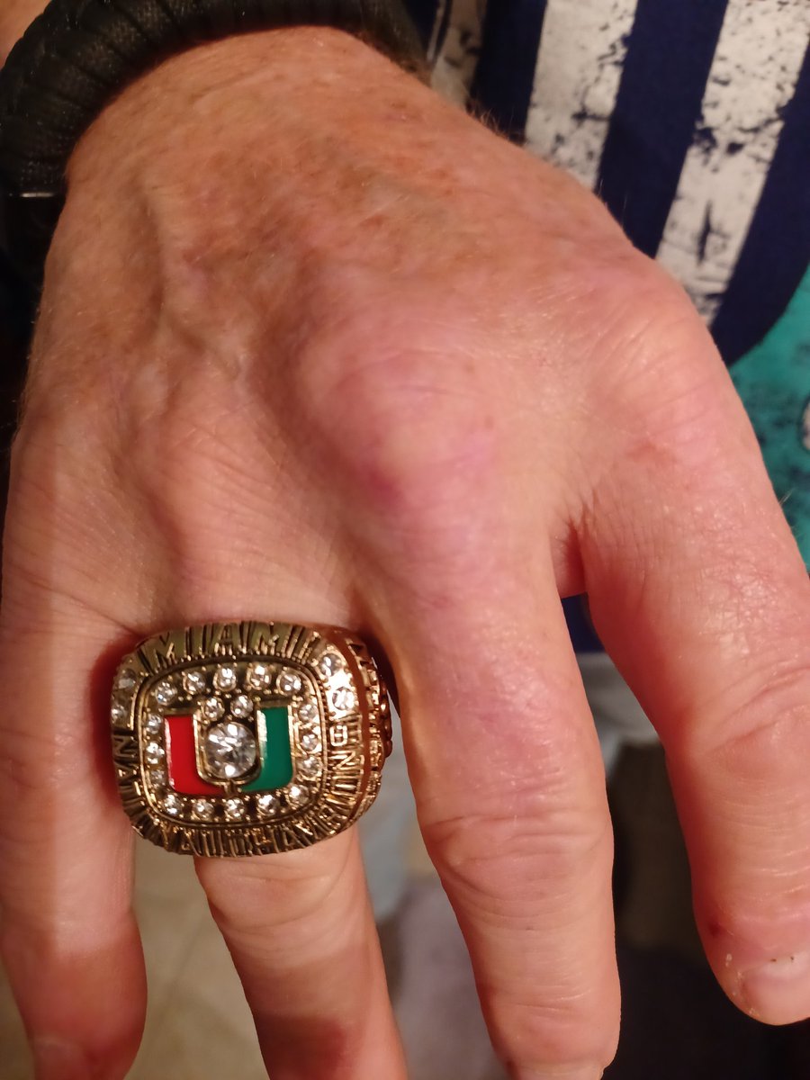 deanfettcane's tweet photo. Best friend got me this today for my 61st birthday,  some bling from the best ever college football team,  the 2001 Hurricane's https://t.co/tTTRjw1GKB