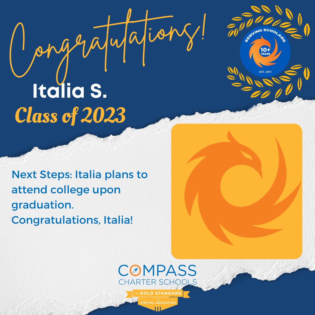 #RT @CompassCs: Please help us recognize Italia! She will continue her academic career in college. Congratulations, Italia! Thank you for being a part of the #CompassFamily!

#CompassExperience #Classof2023 #NextChapterReady #SeniorSpotlight
