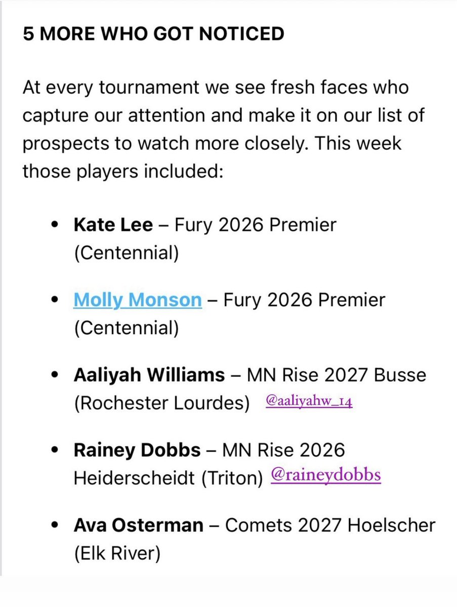 mn rise ‘29 heiderscheidt (@coachmadimnrise) on Twitter photo <a href="/dobbs_rainey/">Rainey Dobbs</a> got a shoutout by <a href="/PGHMinnesota/">Prep Girls Hoops Minnesota</a> after her performance this weekend at lake slam!! 💪🏼😁 we are so proud of you!!💜🎉🏀 <a href="/dobbs_rainey/">Rainey Dobbs</a> got a shoutout by <a href="/PGHMinnesota/">Prep Girls Hoops Minnesota</a> after her performance this weekend at lake slam!! 💪🏼😁 we are so proud of you!!💜🎉🏀
