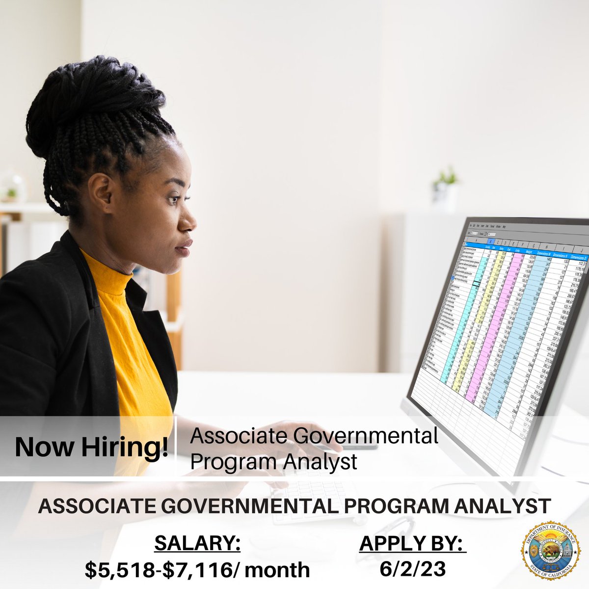 CDI is seeking an Associate Governmental Program Analyst to join our team!

Click to apply: calcareers.ca.gov/CalHrPublic/Jo…

#work4ca #statejobs
