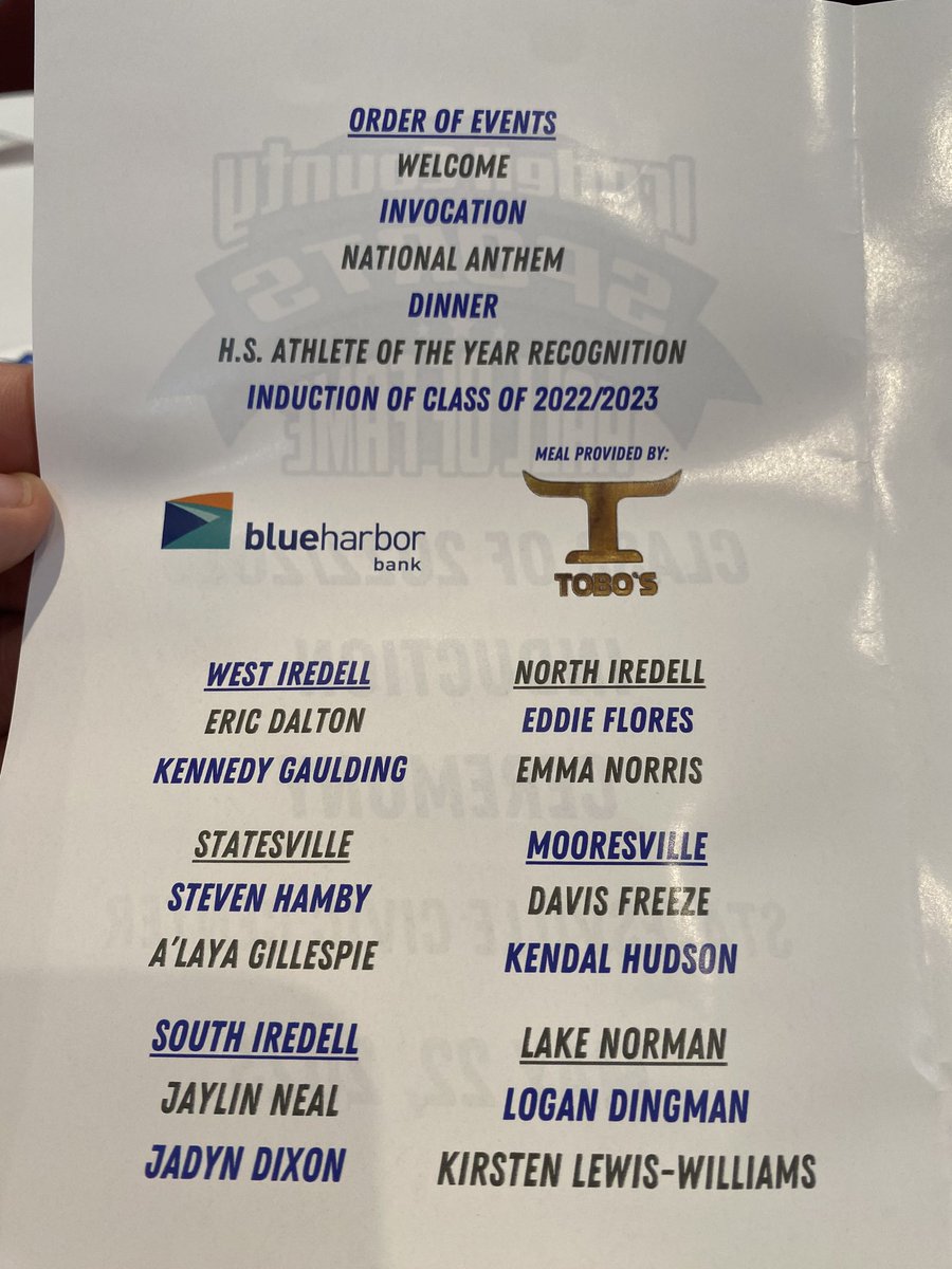 I am honored to have been selected as the Male Athlete of 2023 for Statesville High School and to be able to attend the Iredell County Sports Hall of Fame Ceremony this evening. <a href="/CoachKerwinBell/">Kerwin Bell</a> <a href="/Kb1Raw/">Coach Kade Bell</a> <a href="/CoachDarveau/">Jeremy Darveau</a> <a href="/CoachCowan/">Rydell Cowan</a> <a href="/CoachGusSHS/">Randall Gusler</a> <a href="/bhoffman95/">Brian Hoffman</a>