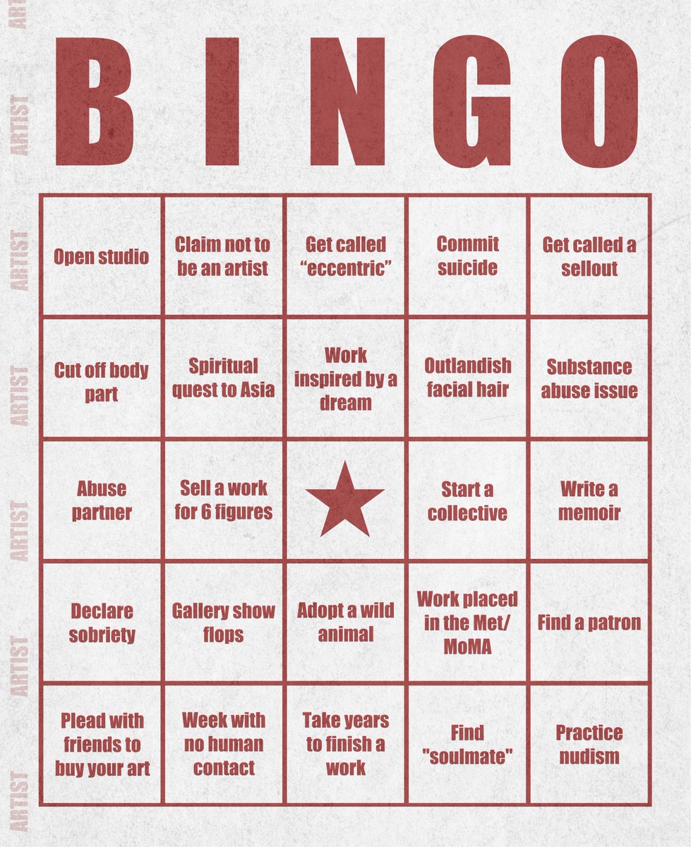 kev_esh's tweet photo. ✨Announcing Artist Bingo✨

I turned my life &amp; career as an artist into a game of on-chain bingo

Each NFT is a bingo card, stamped off over time as I, unintentionally, live out the tropes, myths &amp; milestones of being an artist

May 24th | 250 unique cards | 0.05 ETH | Details👇 https://t.co/fpkfaWOSY4