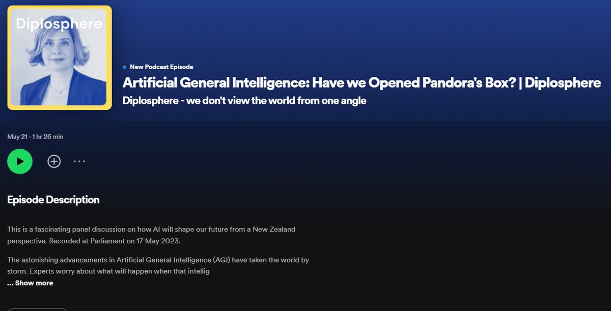 European Union in New Zealand (@euinnz) on Twitter photo Did you listen <a href="/diplosphere/">@Diplosphere</a> podcast about #AI ? Great insights from <a href="/NinaObermaierEU/">Nina Obermaier 🇪🇺</a> on 🇪🇺 trying to find the balance between innovation and protection ⚖️
⬇️ min 36 to listen in:
rb.gy/dq6lz
#innovation #tech #AIpolicy
<a href="/MatyOBrien/">Maty Nikkhou-O'Brien</a> Did you listen <a href="/diplosphere/">@Diplosphere</a> podcast about #AI ? Great insights from <a href="/NinaObermaierEU/">Nina Obermaier 🇪🇺</a> on 🇪🇺 trying to find the balance between innovation and protection ⚖️
⬇️ min 36 to listen in:
rb.gy/dq6lz
#innovation #tech #AIpolicy
<a href="/MatyOBrien/">Maty Nikkhou-O'Brien</a>