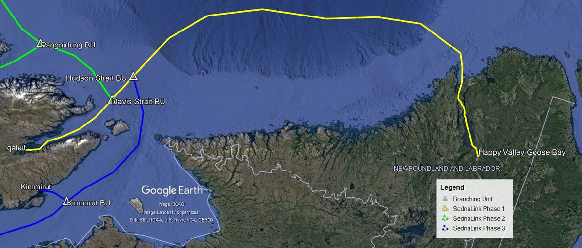 madinuk's tweet image. If #SednaLink Phase 1 had been funded back in 2020, fibre network from Happy Valley-Goose Bay to Iqaluit, the subsea fibre network would have been built and in service this year, 2023.  #InuitTech #ArcticTech #IndigenousEconomicReconciliation