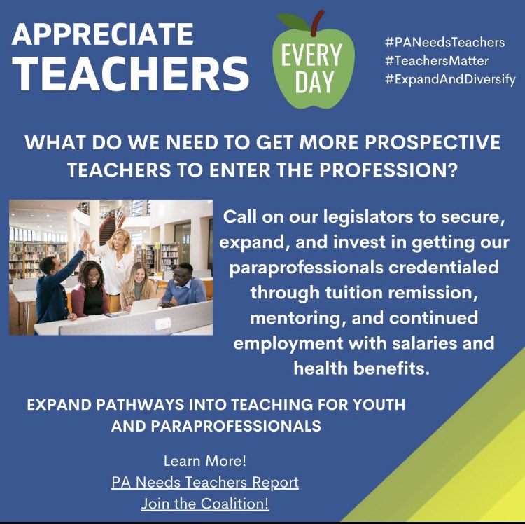 Sharing a social media campaign created by the Teach Plus PA Expanding and Diversifying the Teacher Pipeline Fellows. So proud of the work they have done this year! @fbyrd_2023 @TeachPlusPA