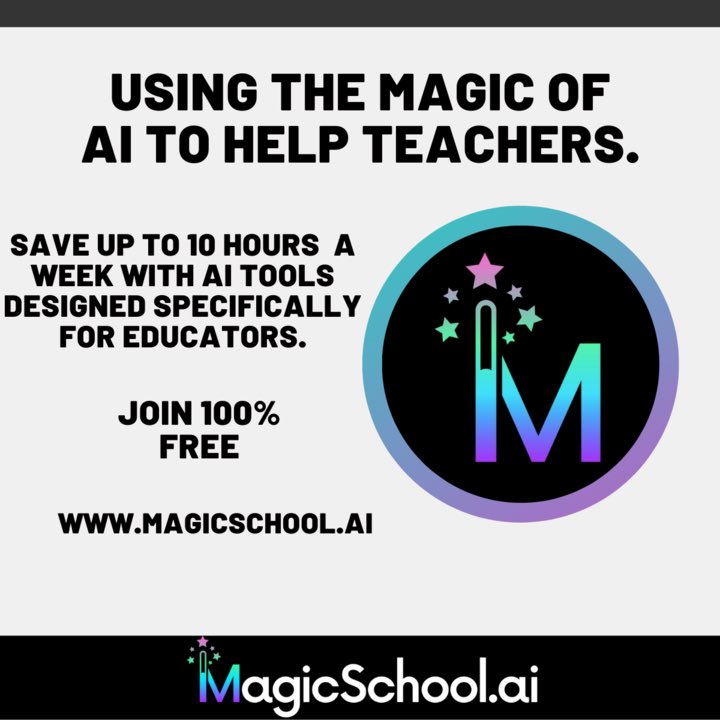 MagicSchool.ai is live!

We are thrilled to share what we have been working on for the past few months.  

MagicSchool.ai is...

-100% free for educators, by educators
-A productivity app centered on teacher sustainability, saving 10+ hours per week