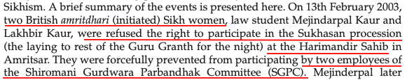 #SGPC, you HYPOCRITES! 1) No woman EVER performed Kirtan at HariMandir! When JagirKaur tried, you faced blowback from #Bhindranwale's seminary & backed-off. 2) Women not allowed to clean HariMandir floor! 3) Even #Khalsa women restricted from ceremony of resting Granth at night!