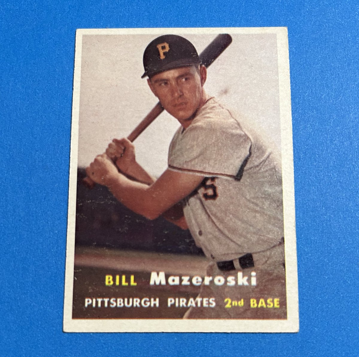 sportsguy_TO's tweet photo. Mail day brings us a great RC of 1960 WS hero and baseball HOFer Bill Mazeroski. This is such a beautiful card. I’m now 71.9% complete on this set. Thank you @gourfield for the nice deal on the Weds Night Vintage Thread hosted by @CardsStory #SetBuilding #57Topps #Max #TheGlove https://t.co/3rzj46TNvF